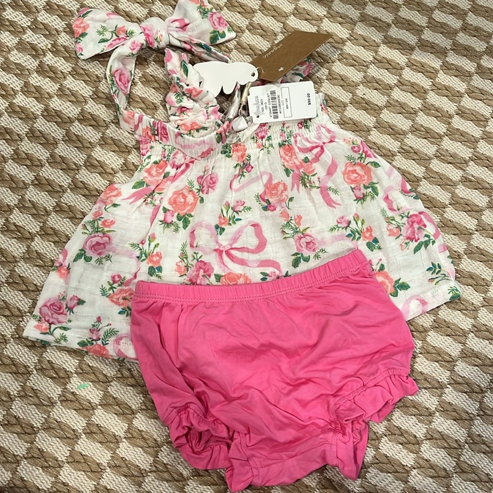 Angel Dear Pink Floral Baby girl Matching Set